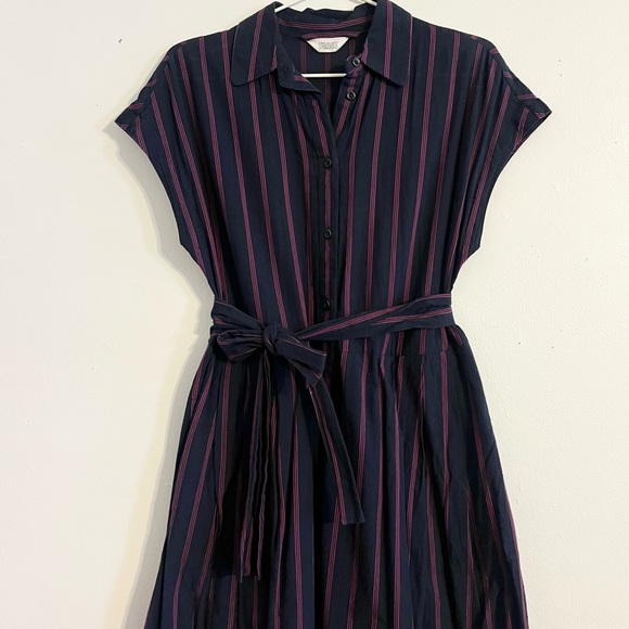 TOAST 100% Cotton Striped Midi Dress. - Picture 2 of 12